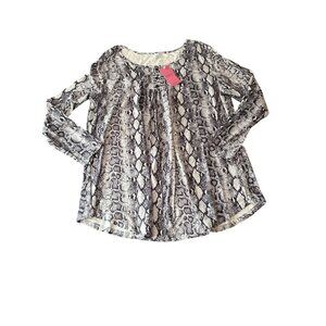 Snakeskin Print Womens Long Sleeve Blouse 3XL By Luckymore 65% Polyester 30% Ray